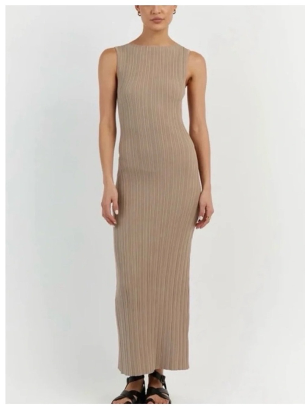 DISSH Sleeveless Ribbed Maxi Dress in Cream Size Small